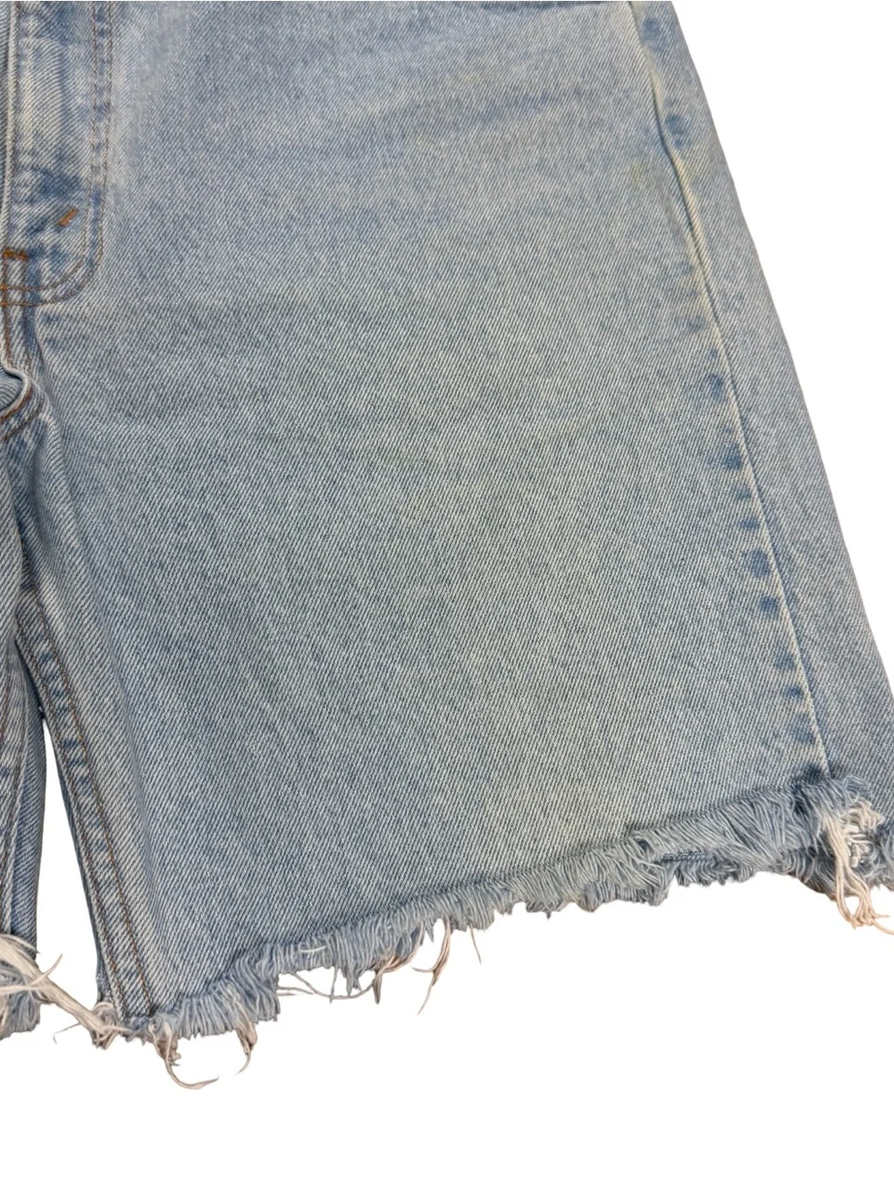 Vintage 90s Levis 505 Light Wash Orange Tab Blue Denim Jean Shorts Size 38